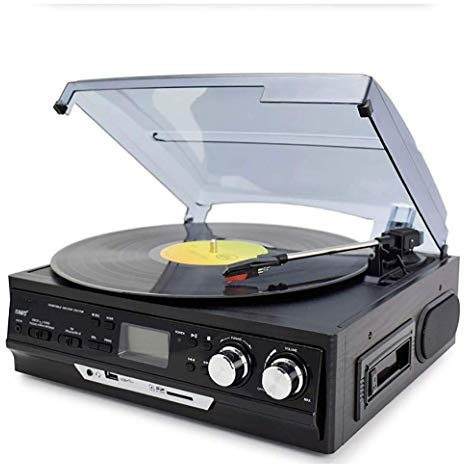 ZJFHEYUO Platine Vinyle, Tourne-Disque avec Haut-parleurs, Enregistrement Vinyle, LP, Disque U, Cassette, Bluetooth, Multifonction, Tourne-Disque Vinyle, Gramophone