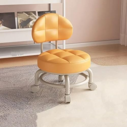 GeFSDOU Exquisiter Sattelleder-Hocker, klein, beweglich und drehbar, mit Rückenlehne, für Wohnzimmer, Seilzug