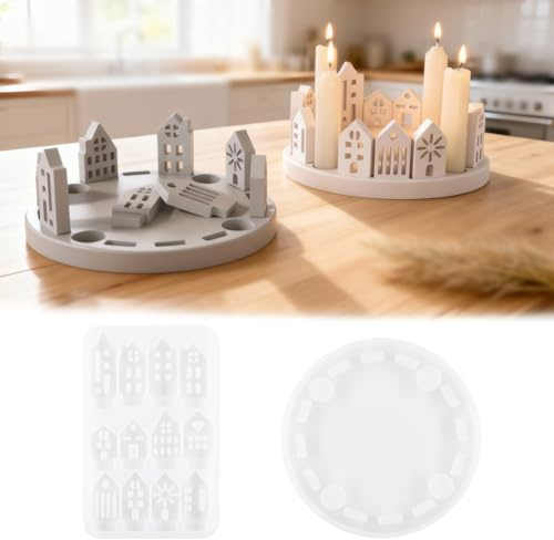 Silikonform Häuser, Silikonformen Gießformen Weihnachten Haus, Kerzenhalter Häuser Silikonform, Gipsformen Zum Gießen, Gießformen Haus, Silikon Gießform für Handwerk, DIY Gießform kerzenhalter | Silikonformen Gießformen Weihnachten Haus, Gießformens Hau, Silikon Gießform für Handwerk, DIY Gießforms kerzenhalter