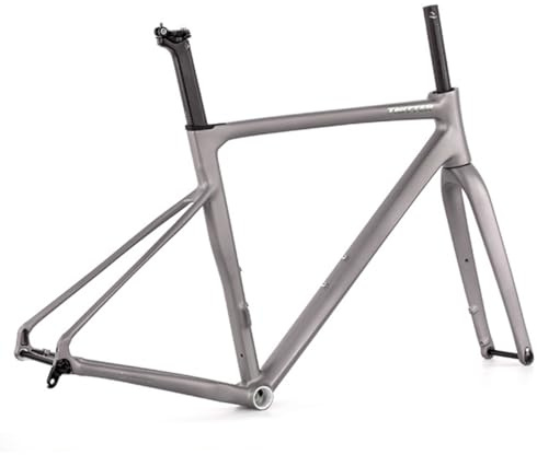 QUYCOIU 45/48/51/54 cm Carbon-Rennrad-Rahmenset 700C Scheibenbremsen Steckachsen Carbonfaser-Gabel Fahrradrahmen Aus Aluminiumlegierung F12*100 Mm R12*142 Mm BB68 Mm(Gray,48cm)