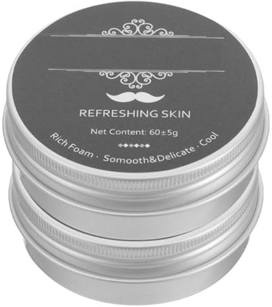 HAMPPLIES Jabón de Afeitar para Hombres 2 Unidades Jabón de Limpieza Facial Hidratante Compacto Extractos Naturales Cuidado Barba Aseo Masculino en Viaje