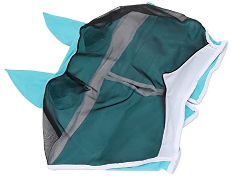 Cocoarm Masque Anti-Mouches pour Chevaux, Masque de Cheval en Ronde avec Oreilles, Tissu tricoté et, Protection UV, Ajustement Respirant, Sangle Auto-agrippante pour l'équitation d'été et (S)