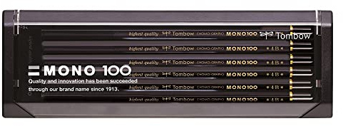 Tombow Bleistift MONO 100 4B, 12er-Set, hochwertige Graphitmine mit hoher Dichte, intensiver Kontrast, ideal zum Zeichnen und Schreiben [MONO-100-4B]