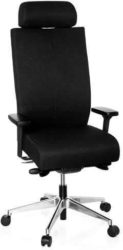 hjh OFFICE 608610 Profi Bürostuhl PRO-TEC XXL Stoff Schwarz Chefsessel ergonomisch, bis 150kg belastbar, hohe Rückenlehne