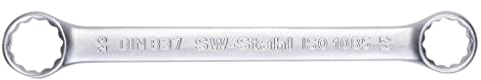 SW-Stahl 01314L Doppelringschlüssel 21 x 23 mm flach I gerade Ausführung I 12-kant I Ringschraubenschlüssel I Doppel-Schraubenschlüssel I Ringschlüssel