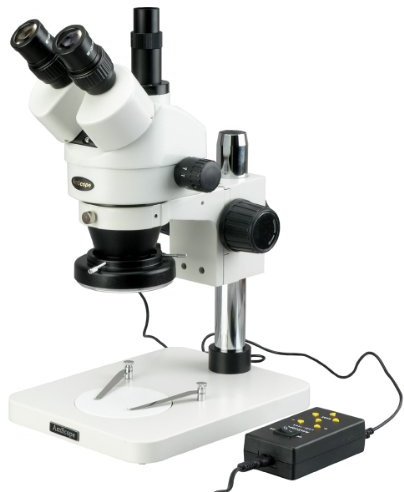 AmScope Sm-1tsy-144 a 7 x -90 X microscope trinoculaire Inspection Zoom microscope stéréo avec 144-led 4 zones lumière
