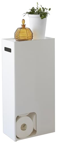 Yamazaki 3455 TOWER Toilettenpapierspender, weiß, Stahl, Minimalistisches Design, 23 x 12,5 x 48 cm (LxBxH)