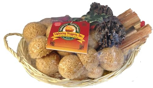 Lightning Nuggets Small Willow Fire Starter Basket, Tan, Null