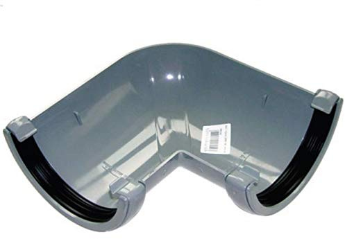 FLOPLAST 112mm Round Gutter Pipe 90 Degree Angle - Grey - Pack of 2