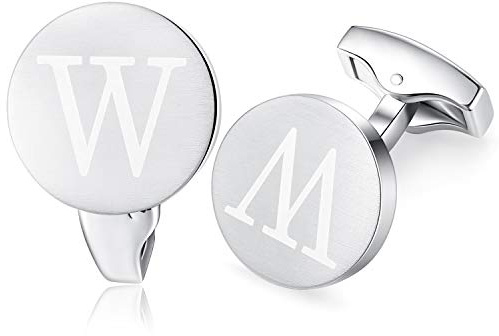 Honey Bear Briefe Initialen Buchstabe manschettenknöpfe Herren Edelstahl Hochzeit Cufflinks Manschettenknopf Gebürstetes Silber (I)