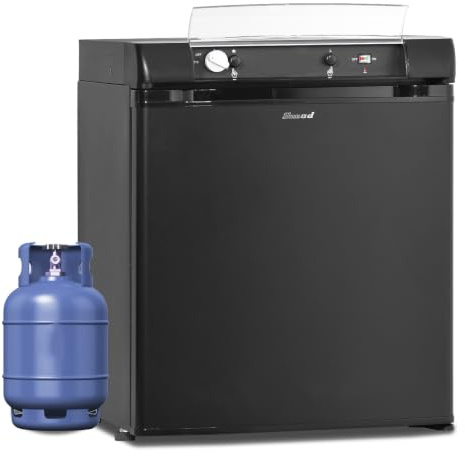 Smad Gas Camping Kühlschrank 40L, 12V 230V Gas, Tragbarer Campervan Kühlschrank für Wohnwagen, LKW, Wohnmobil, Garage, Camping, Reise, Schwarz