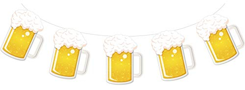 Beer Party & Oktoberfest Decoration - Brew Steins Garland - 10 ft Long Mug Pennant Banner (1)