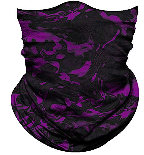 Obacle Face Mask for Sun Dust Wind Protection Breathable Seamless Face Mask Headband Bandana for Men Women Thin Neck Gaiter for Motorcycle Fishing Hunting Outdoor (Pure Black Purple)