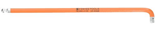 PB Swiss Tools 6-kant-Winkelschraubendreher 90° - 100° lang, mit Kugelkopf und kurzem Schenkel pulverbeschichtet, Sechskant: 5 mm