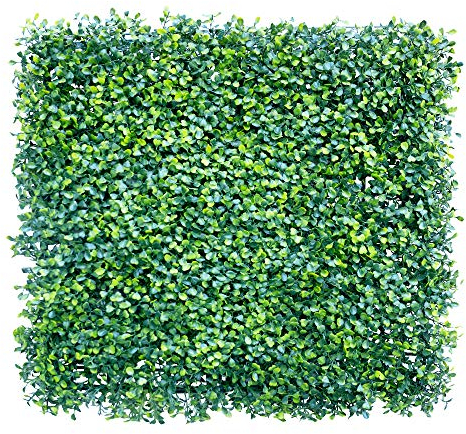 ECOOPTS Künstlicher Efeuzaun, 50,8 x 50,8 cm, Lorbeer, Buchsbaum, Sichtschutzzaun, Efeu, Dekoration für Zuhause, Hinterhof, Terrasse, Innen- und Außenbereich (zweifarbig, 6 Stück)