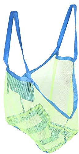 Fdit Mesh-Strandtasche, Faltbare Sandbeach Kid Toy Storage Mesh Bag Portable Beach Tote Pouch Sand Away
