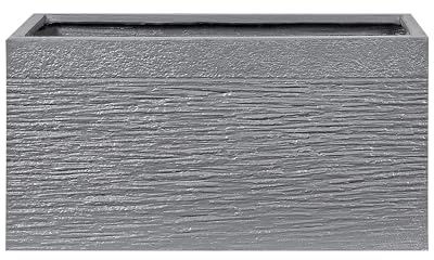 Beliani Jardinière Cache-Pot Gris Effet Pierre en Mélange de Fibres 29 x 60 x 30 cm Bac à Fleurs au Design Moderne Idéal pour Extérieur et Intérieur