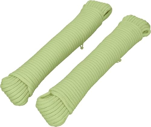 HELPMATE – Nylonseil 5mm grün selbstleuchtend – Allzweckseil zum Basteln & für Outdoor-Aktivitäten – geeignet als Spannseil, Zeltschnur, Wäscheleine & Co – witterungsbeständig & schwimmfähig (2X 15m)