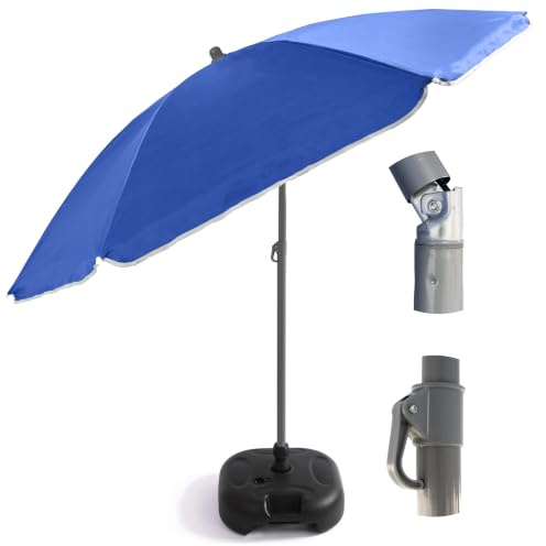 Out There! 2.4m Garden Parasol with Base Umbrella Sun Shade with Adjustable Height Tilt Function and UPF40+ Protection