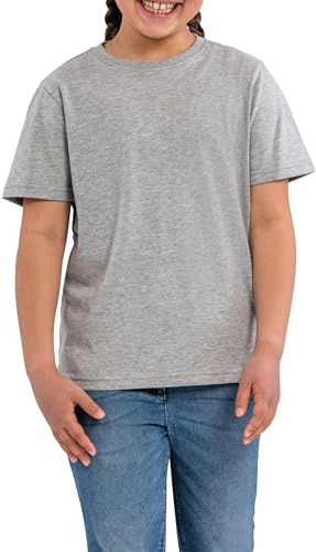 HRM T-Shirt Col Rond Enfant Luxury, Gris chiné, Taille 146 I T-Shirt Garçon et Fille Col Rond, Commerce Équitable, 160 g/m² I 100% Coton Bio
