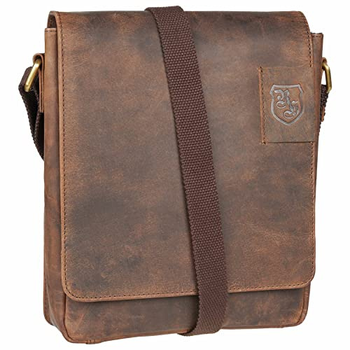 Hodalump - Premium Echt-Leder Umhängetasche im Vintage Design - Cross-Over Tasche für Damen & Herren - Ledertasche ideal für den Alltag - Schultertasche ideal als Damentasche und Herrentasche in braun