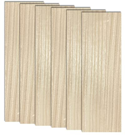 Paquete de 6 tableros de madera de paulownia de doble cara de MDF chapados, núcleo de MDF, 6,4 mm, 1/4 de pulgada, hoja de aglomerado de 5 x 15 pulgadas, carteles de lienzo de madera sin terminar para