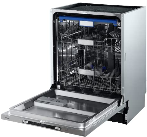 INFINITON DIW-A62E – Lavavajillas integrable, Plata/Inox, 14 servicios, 7 Programas, Tercera Bandeja, Función media carga, Auto Open, Inicio programado