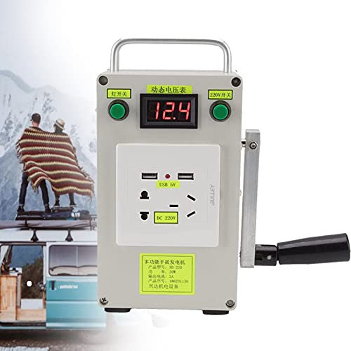 CHUNTIANMEI Generatore di Corrente di Emergenza Manuale, Generatore a Manovella Portatile, Uscita di Ricarica Rapida USB 5v, per Campeggio, Viaggi in Camper, Casa, Alto Tasso di Conversione