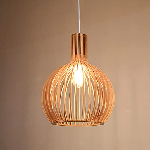 Lampada A Sospensione Retro Di Bambù Lampade Legno E27 Stile Industriale Lampadario Vintage Spherical Tavolo Da Pranzo Lampadario Per Soggiorno Camera Da Letto Sala Da Pranzo Cafe Bar Luci Pendenti