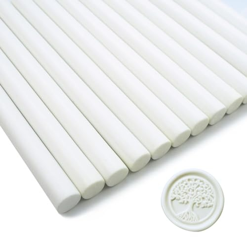 Barra de sello de cera,Tomgenrine 15 Piezas Pistola Pegamento Cera Sticks, para Carta Tarjetas de Felicitación Vino Sellado Manualidades Hacer Invitaciones de Boda y Fiesta(White）