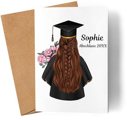Kiddle-Design Bachelor Master Abitur 2026 Karte Abschluss Geschenk Personalisiert Absolventin Name Glückwunschkarte Doktor Abschlusskarte Abi