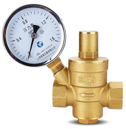Druckminderer Wasser G 1/2 3/4 1 2 Messing Wasserdruckminderer-Halteventil DN15/DN20/DN25/DN32 Regler Einstellbares Überdruckventil Manometer (Size : DN50, Color : Without Gauge)