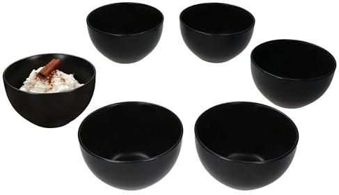 MamboCat Panther 6er Set Schale 14,2cm schwarz I 450ml I Matte Steingut-Schüssel für 6 Personen I Schälchen für Salat, Suppe, Müsli, Chips & Co. I Geschirr für Frühstück, Mittag & Abendbrot