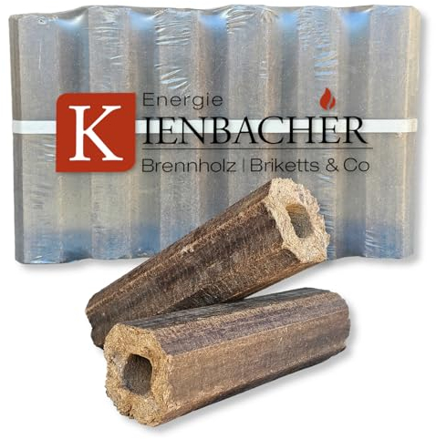60kg PiniKay Holzbriketts Hartholz Briketts im Paket aus Buche- und Eiche Octagon Form Brenn Kamin Ofen Heiz Holz Grill Smoker Gluthalter Premium Brikett | Energie Kienbacher (60kg)