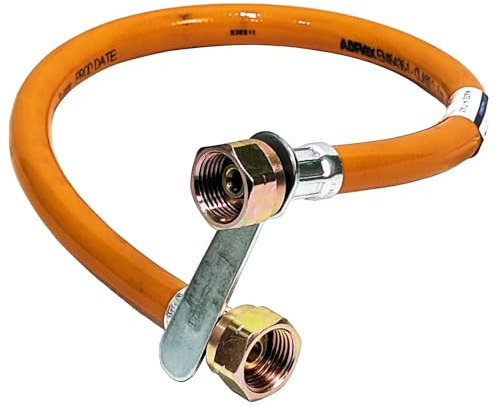 Sicignano | Tubo Flessibile GPL, Arancione, F/F, Class 2 - Gas Propano Butano Liquido - Raccordo per Tubo Flessibile Conforme a EN16436-1 - con Chiavetta, 20x14 mm, Pressione Massima 10 Bar (100 cm)