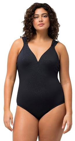 Ulla Popken Costume da Bagno da Donna, Leopardato, Coppe morbide, Schiena Profonda, Blu Marino, 62