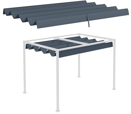 Outsunny Techo de Pérgola 3x2,5 m Techo de Repuesto Retráctil para Sombrilla Toldo de Tela para Cenador Jardín con 8 Orificios de Drenaje Gris Oscuro