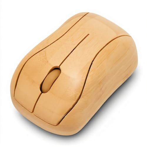 Tosuny Kabellose Maus, Bambusholz 2,4 G, Ergonomisch, Anti Strahlung & Statik, Lange Akkulaufzeit, für Arbeit, Studium, Freizeit