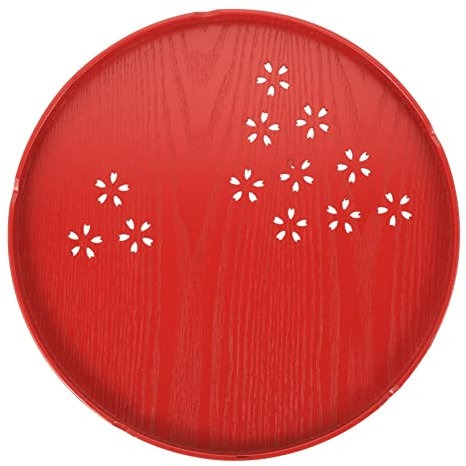 GOOHOCHY Bandeja de Flor de Cerezo Hueco decoración del tocador Plato de merienda Bandeja de Madera palets Madera Pan mostrada Bandeja de postres Fuente de Madera para Servir