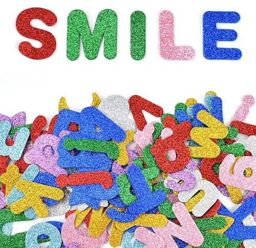 KBNIAN 165PCS Glitter Letters Stickers, Glitter Foam Alphabet Stickers, Self Adhesive, A-Z Foam Letter Crafts Supplies Sticker for School Project, Party Decorations, DIY Scrapbooking