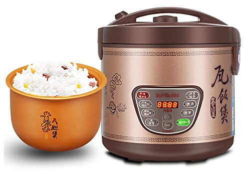 ZVOWTYFA Rice Cooker&Stew Pot 4/5/6L Large Capacity Terracotta Natural Baked Glaze Non-Stick Liner for Family Dormitory for 1~12 People Rice Cooker (Size : 6l)