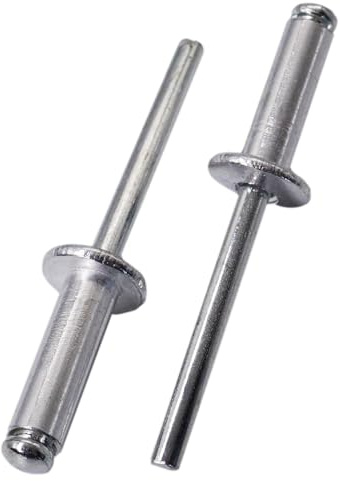SKIR'CO (100 piezas) Remaches ciegos de aluminio 6,0 x 18 mm, mandril de acero, remaches de cabeza abombada, DIN 7337