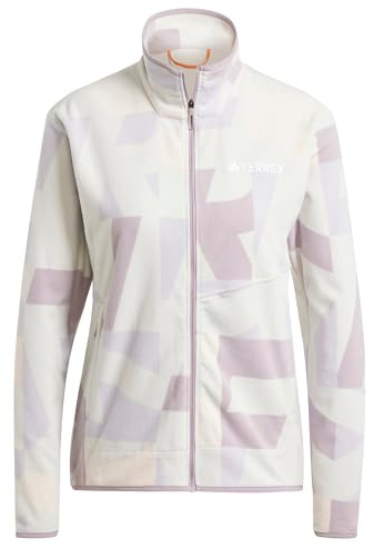 Adidas Damen Terrex Multi Printed Full Zip Fleece Jacket, Grey One/Preloved Fig, XL