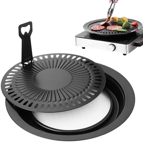 Antihaftbeschichtete Grillplatte, Grillplattenaufsatz For Grillabende, Picknicks, Partys, Inklusive Auffangschale Und Flaschenöffnergriff. Antihaftbeschichtete, Hitzebeständige Grillplatte
