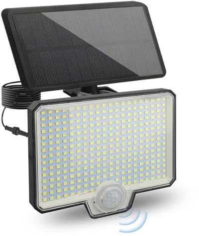 Lampes Solaires Exterieures Jardin 294 Led avec Détecteur De Mouvement, Lampe Solaire Exterieur Avec Batterie Étanche Ip65 De 1800 Mah, Quatre Modes D'Éclairage, Spot Solaire Exterieur