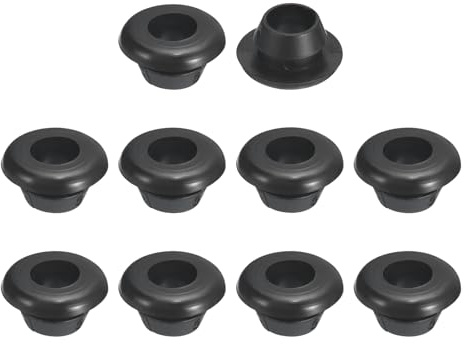 QUARKZMAN Pasacables Arandelas de Goma 7mm ID 9mm Agujero Negro 30 Pcs | Tapones de Agujero de Perforación Redondos de Doble Lado para Pasacables, Junta de Cableado Eléctrico