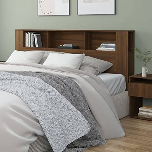 IKAYAA Testiera Letto Matrimoniale Legno Testiera Letto Legno 200 cm Testiera con Contenitore-Rovere marrone-200x18,5x104,5 cm