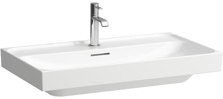Lavabo sobre encimera Laufen Meda, pulido, 800x460mm, 1 agujero para grifo, con rebosadero, H8161177571041, Color: blanco mate
