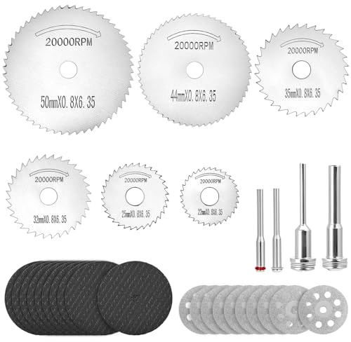 QWORK® 32Pcs Cutting Wheels Kit, Cutting Disc Rotary Tool Accessories Set with Resin Discs for Precision Cutting in Metal, Wood, Jade, Compatible with Dremel