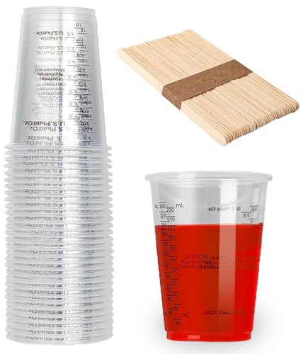 Epoxidharz Mischbecher, 30 Stück Rührbecher mit Skala, 240 ml Lackmischbecher, Farbe Rührbecher, Messbecher aus Plastik, zum Mischen von Flüssigkeiten, Harzen, Farben(Wiederverwendbar)